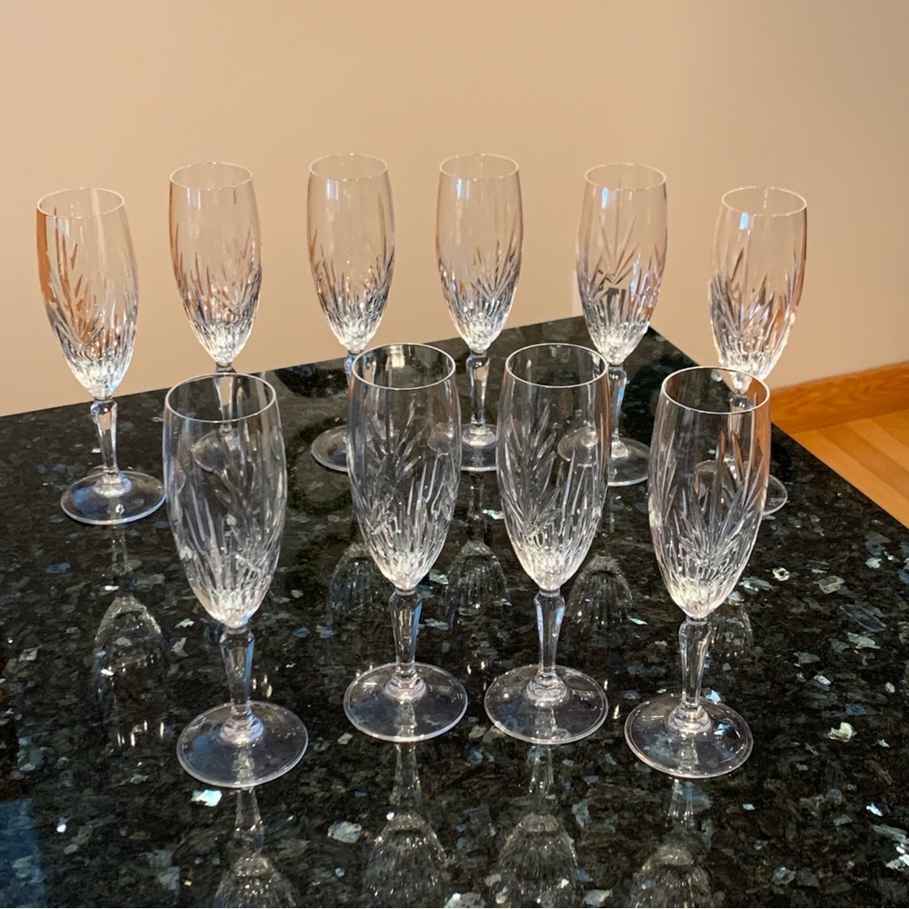Princess House crystal Royal Highlights #955 / 962 fluted champagne glasses set